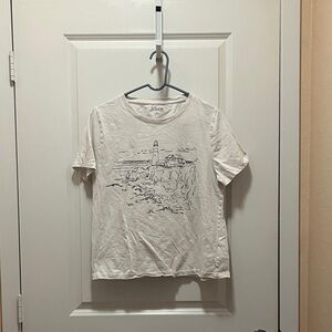 J. Crew White T-Shirt with Lighthouse Design